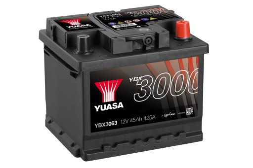 АКУМУЛЯТОР YUASA 3000 YBX3063 45AH 440A P+ - 1