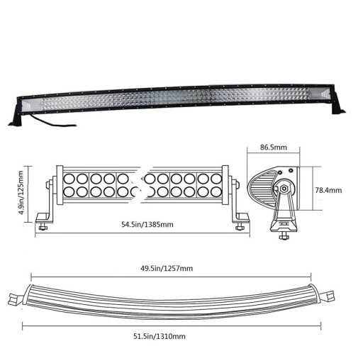 СВІТЛОДІОДНА ПАНЕЛЬ ГАЛОГЕННА РОБОЧА ЛАМПА 1200W 12-24V CREE - 2