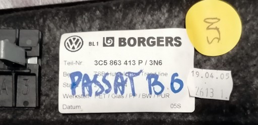 Полиця багажника VW PASSAT B6 3c5863413p - 3
