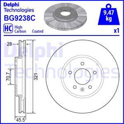 DELPHI TARCZA HAMULCOWA BG9238C - 2