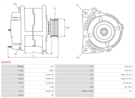 AS-PL ALTERNATOR A2101S - 6