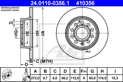 ATE ДИСКИ + ЗАДНІ КОЛОДКИ VW TOURAN 1T 272MM - 6