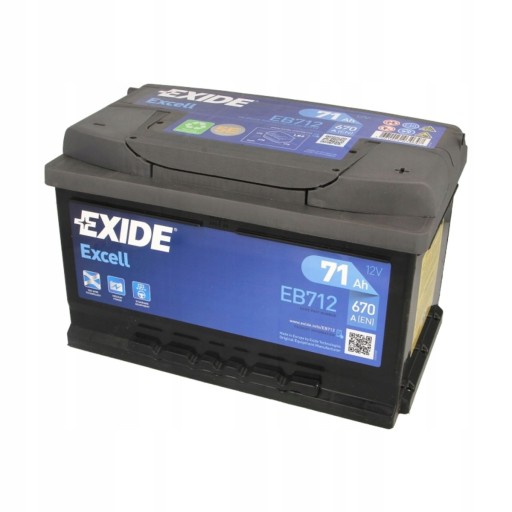 Батарея EXIDE EXCELL 71AH 670A p+ - 1
