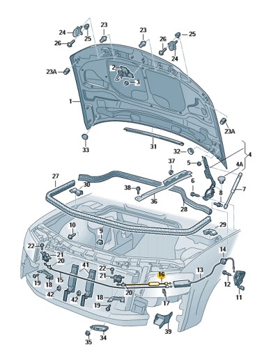 трос капота замка передній лівий AUDI A8 D3 - 5