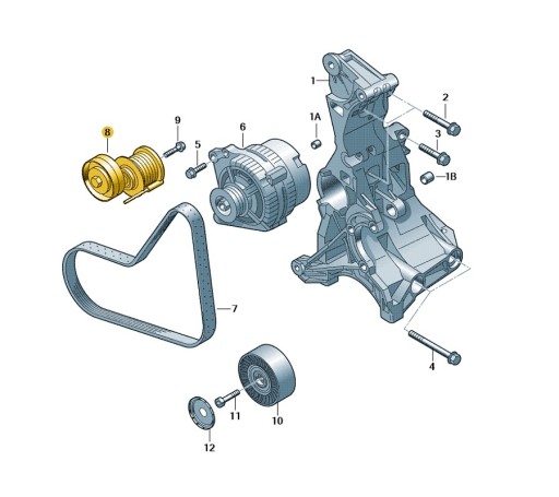 NAPINACZ PASKA ALTERNATORA AUDI VW SKODA 1.6 / 2.0 - 4