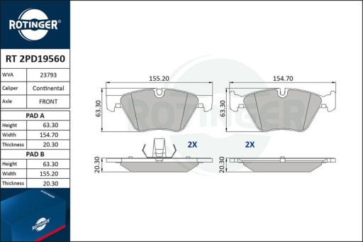 Tarcze Klocki ROTINGER Przód BMW 1 E87 330mm 03-13 - 3