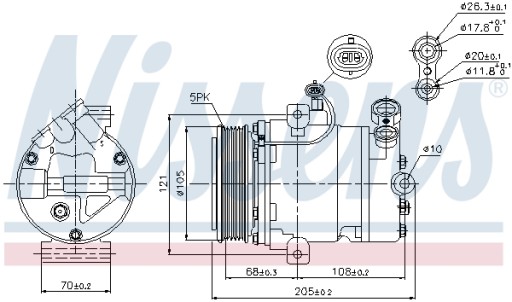 Компресор кондиціонера NISSENS для OPEL ASTRA H 1.4 - 6