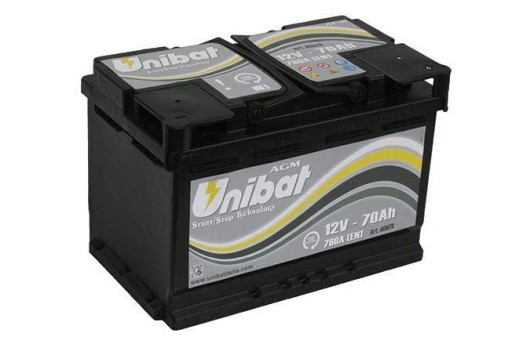 Батарея UNIBAT, AGM START STOP 70AH 760A - 1