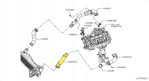 ТУРБО ТРУБА NISSAN NAVARA 2.3 DCI 144634JA0B - 2