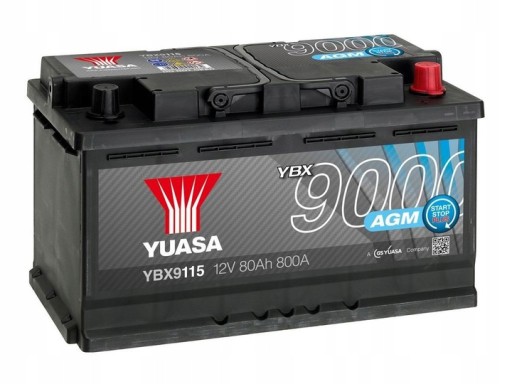 Акумулятор Yuasa AGM 80AH 800A P + YBX9115 - 1