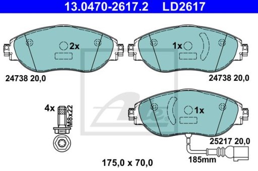 ATE 13.0470-2617.2 Klocki hamulcowe - 2