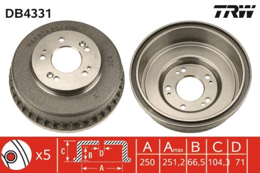 Задній гальмівний барабан TRW DB4331 En Distribution - 4