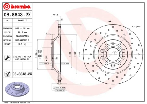 Диски колодки задні BREMBO AUDI A6 C6 2.0 TDI 140KM - 3