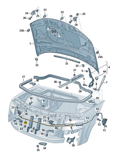 трос троса капота замка пд AUDI A8 D3 - 3