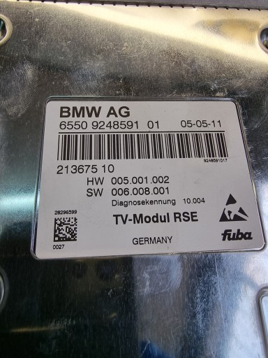 BMW F10 F01 F15 F07 F12 модуль ТВ тюнер 9248591 RSE - 4