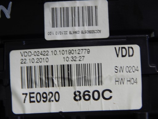 VW T5 ліфт лічильник таймер годинник 7e0920860c - 2