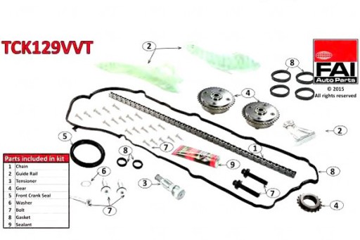 Комплект ланцюга ГРМ FAI AutoParts 0816J2 TC10 - 2