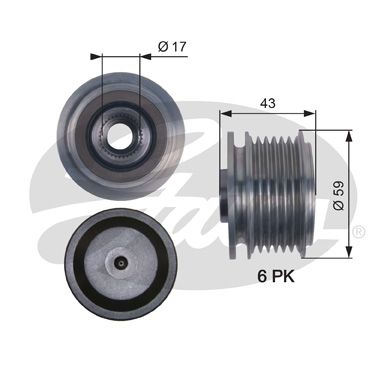 SPRZĘGŁO ALTERNATORA KOŁO PASOWE OAP7112 GATES - 2