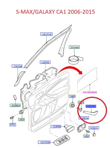 NAKŁADKA PRAWA UCHWYTU DRZWI PRZEDNICH S-MAX ORYG - 7