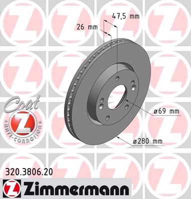 Tarcze Klocki ZIMMERMANN Przód HYUNDAI i30 I 280mm - 2