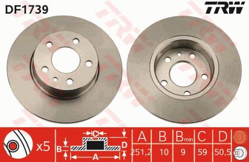 TRW ДИСКИ+КОЛОДКИ P + T ALFA ROMEO 147 156 284 ММ - 5