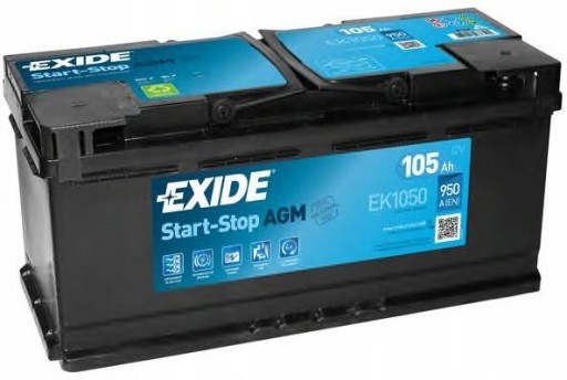 EXIDE EK1050 AGM 105Ah 950A START STOP P+ - 1