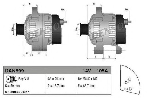 ALTERNATOR FIAT GRANDE PUNTO 1.2 10.05- DENSO - 4