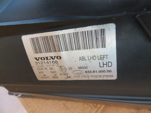 Лампа ліва VOLVO S80 V70 XC70 S60 BIXENON 31214168 - 12