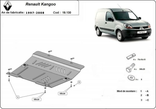 Stalowa osłona silnika Renault Kangoo I 1997-2008 - 2