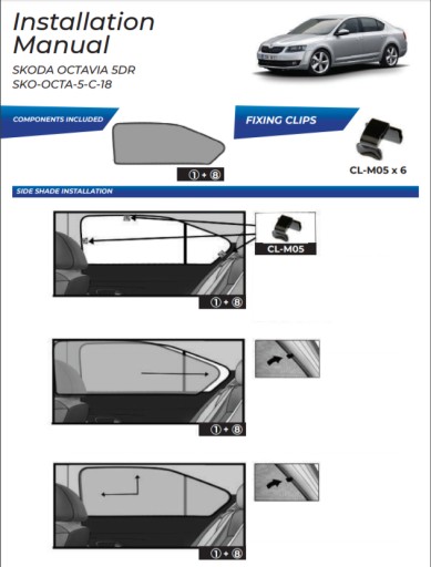 Автомобильные оттенки боковые накладки Skoda Octavia 5d 13- - 13