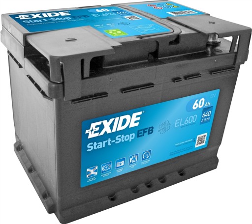 AKUMULATOR EXIDE EFB START-STOP 60Ah 640A EL600 - 1