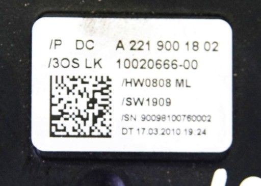 Датчик кута повороту керма MERCEDES W221 Lift CL500 W216 A2219001802 - 3