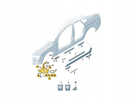 AUDI OE NADKOLE SPOJLER PRZÓD LEWY A7 2015-2018 - 2