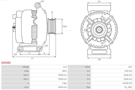 A0546S AS-PL ALTERNATOR 180A LAND ROVER FREELANDER - 5