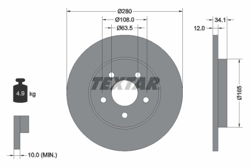 TEXTAR TARCZE I KLOCKI TYŁ FORD MONDEO III OD 2004 - 3