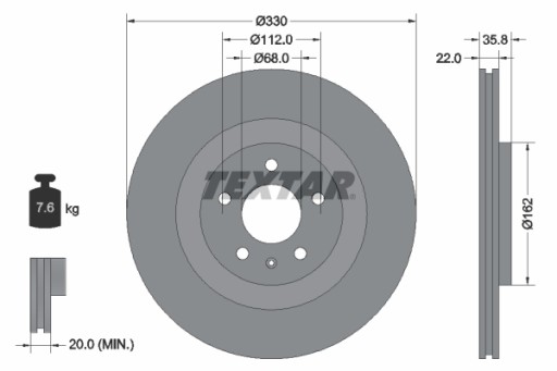 Тормозные диски TEXTAR PRO + AUDI A4 B8 - 2