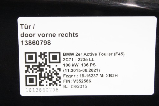 DRZWI PRAWE PRZEDNIE BMW F45 475 BLACKSAPPHIRE - 2