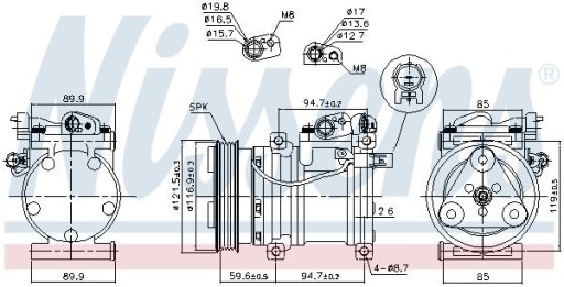 NISSENS Kompresor klimatyzacji HYUNDAI i10 PA 08- - 7