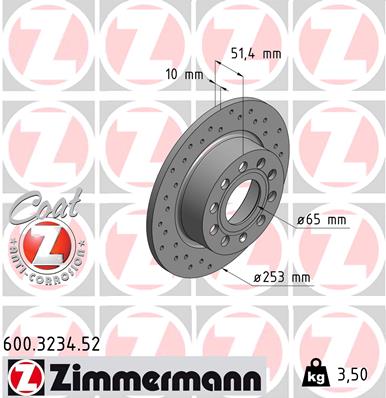 ZIMMERMANN SPORT TARCZE+KLOCKI T AUDI A3 8P 253MM - 2