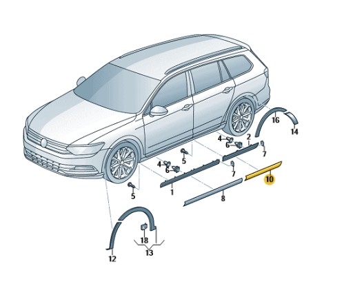 накладка Накладка двері VW Passat B8 задня ліва - 3