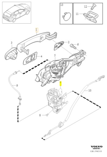 Замок задніх лівих дверей Volvo V40 31440393 - 2