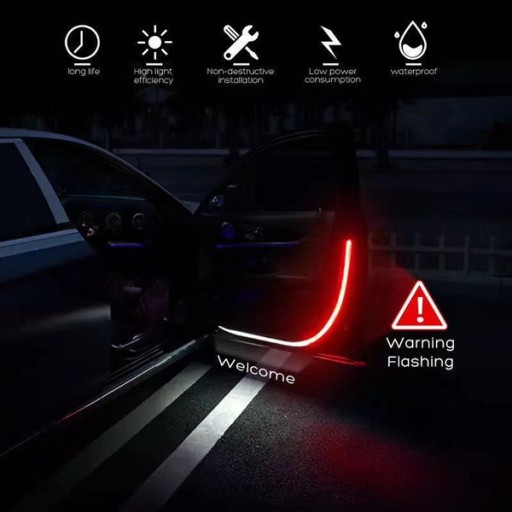 Светодиодные полосы на двери автомобиля предупреждение - 3