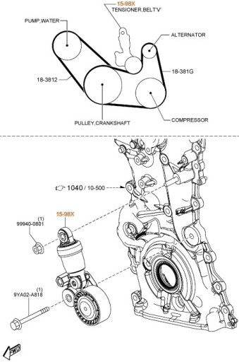 НАТЯГУВАЧ КЛИНОВОГО РЕМЕНЯ MAZDA PE0315980C ОРИГІНАЛ - 2