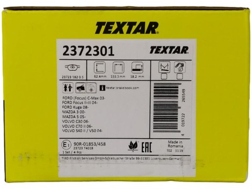 TEXTAR TARCZE+KLOCKI P+T VOLVO C30 V50 S40 2 278MM - 5