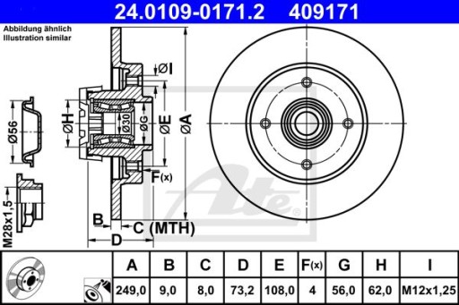 ATE Tarcze hamulcowe 2 szt. CITROEN C4 1,6-2,0HDI - 2