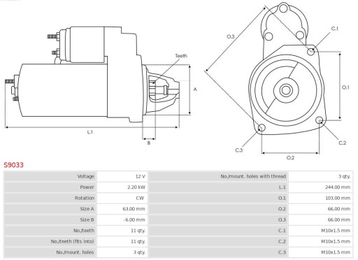 ROZRUSZNIK AUTO STARTER FORD FOCUS GALAXY 2.0TDCI - 12