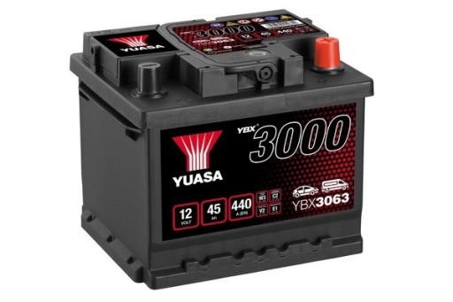 Akumulator Yuasa YBX 3063 12V 45Ah 440A - 1