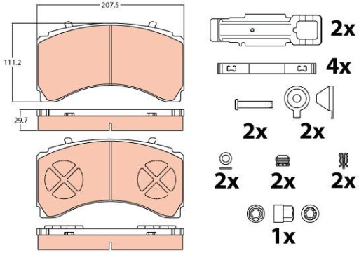 KLOCKI HAMULCOWE KNORR SL7 ACTROS/ANTOS/AROCS TYŁ - 4