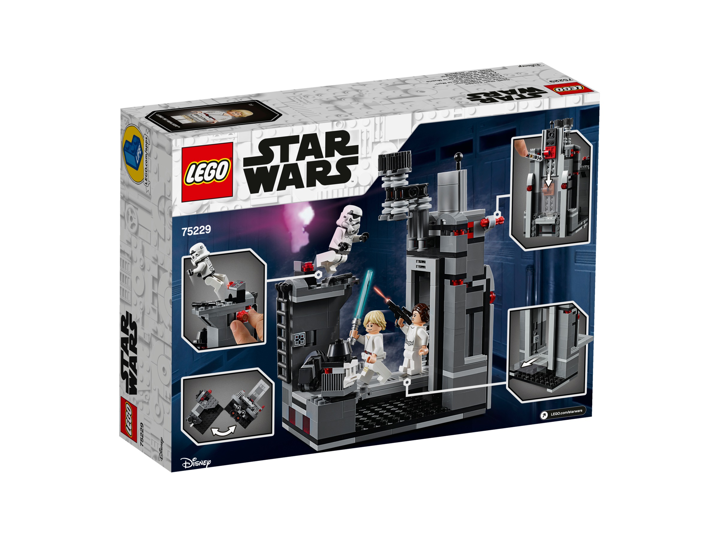 Lego Star Wars 75229 Útěk z Hvězdy smrti a záhyby na krabičce