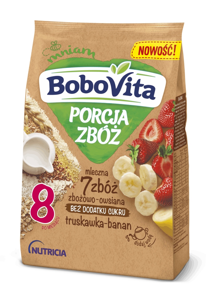 Bobovita Каша Порция злаков, 7 злаков клубника 210г